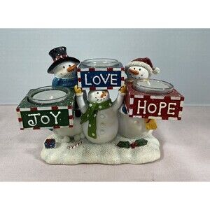 Yankee Candle, Snowman Trio Christmas Tealight Candle Holder Joy, Love, & Hope